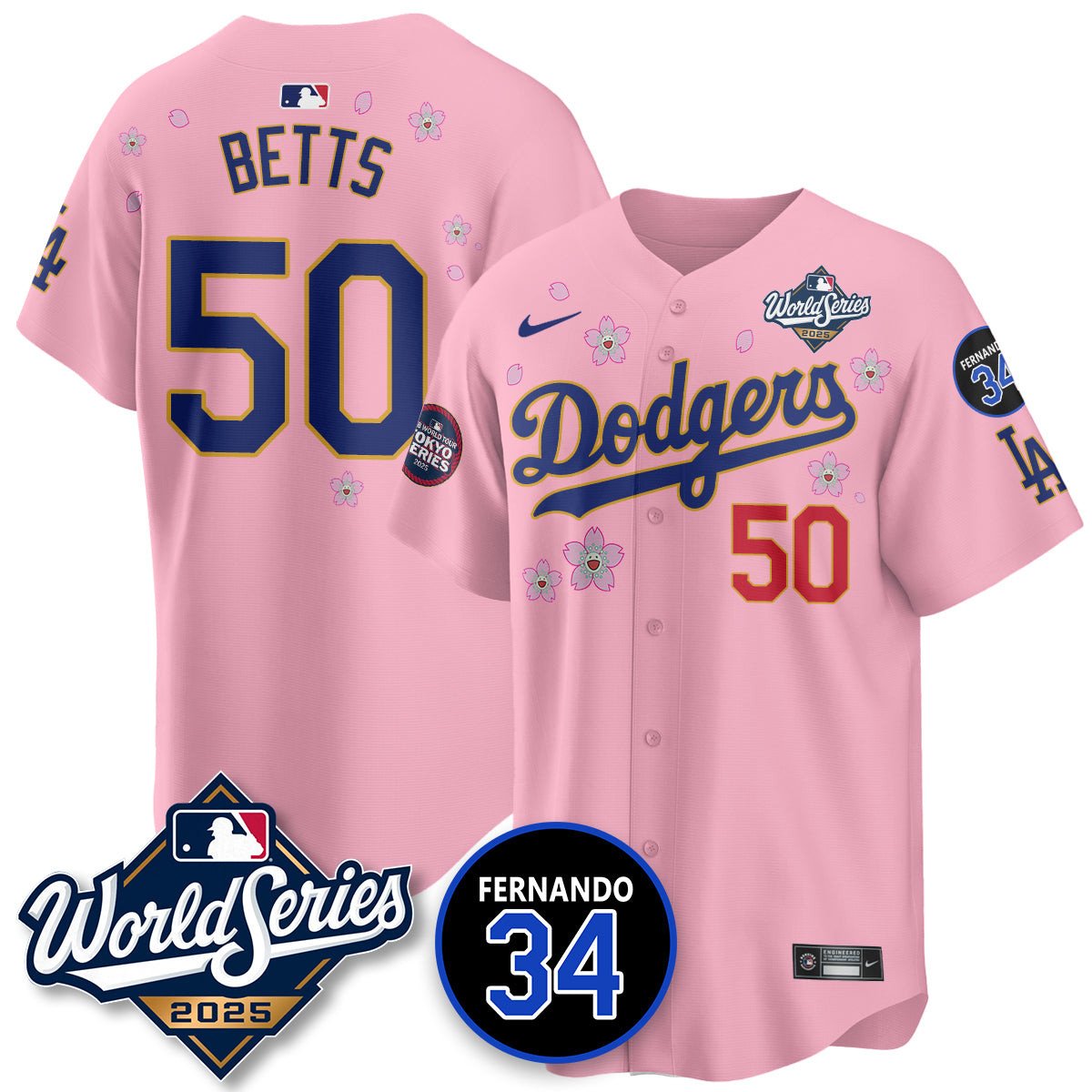 Los Angeles Dodgers 2025 National League Champions Jersey - All Stitched Mookie Betts -     50