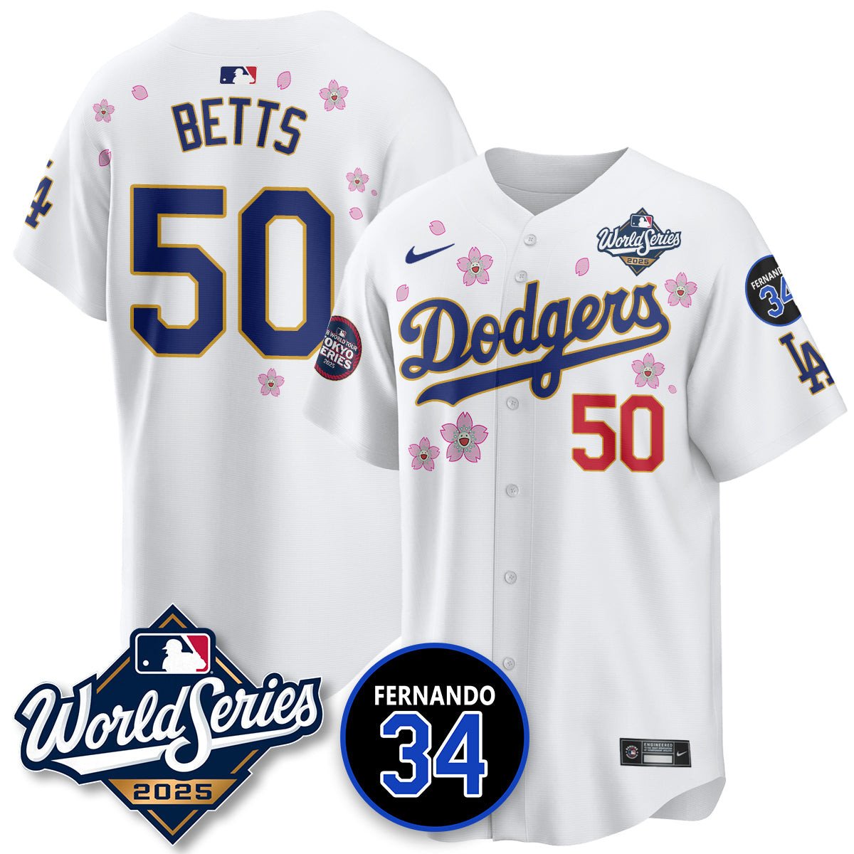 Los Angeles Dodgers 2025 National League Champions Jersey - All Stitched Mookie Betts -  .  50