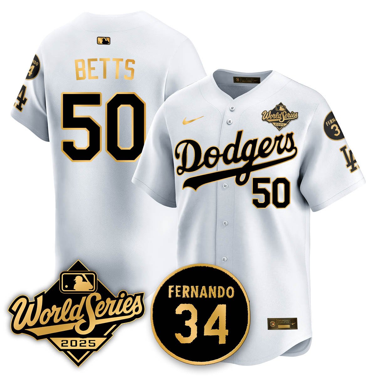 Los Angeles Dodgers 2025 National League Champions Jersey - All Stitched Mookie Betts  -  50