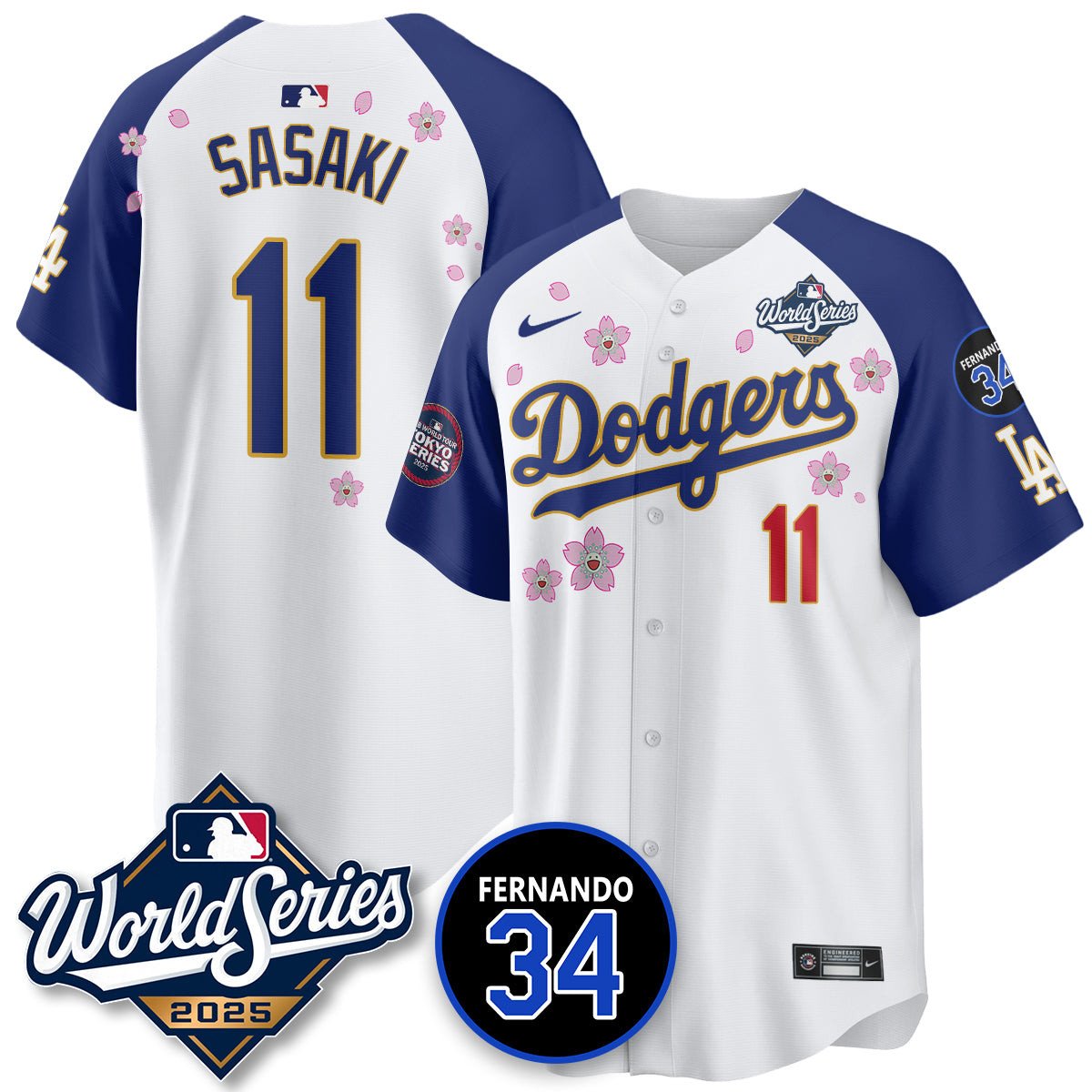 Los Angeles Dodgers 2025 National League Champions Jersey - All Stitched Rōki Sasaki -     11