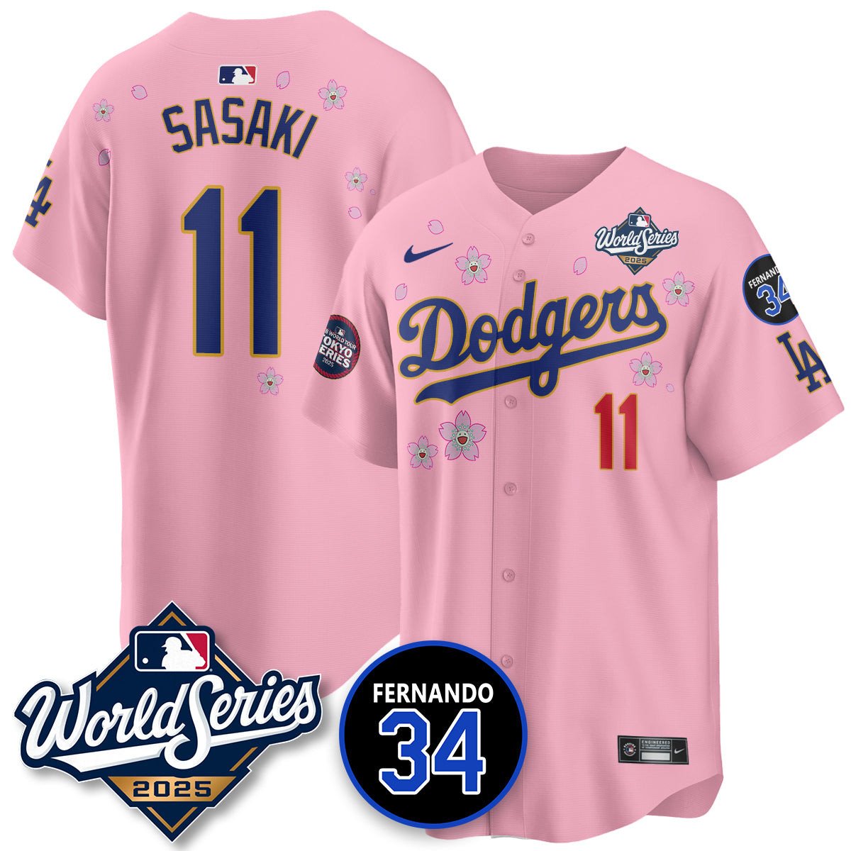 Los Angeles Dodgers 2025 National League Champions Jersey - All Stitched Rōki Sasaki -    11
