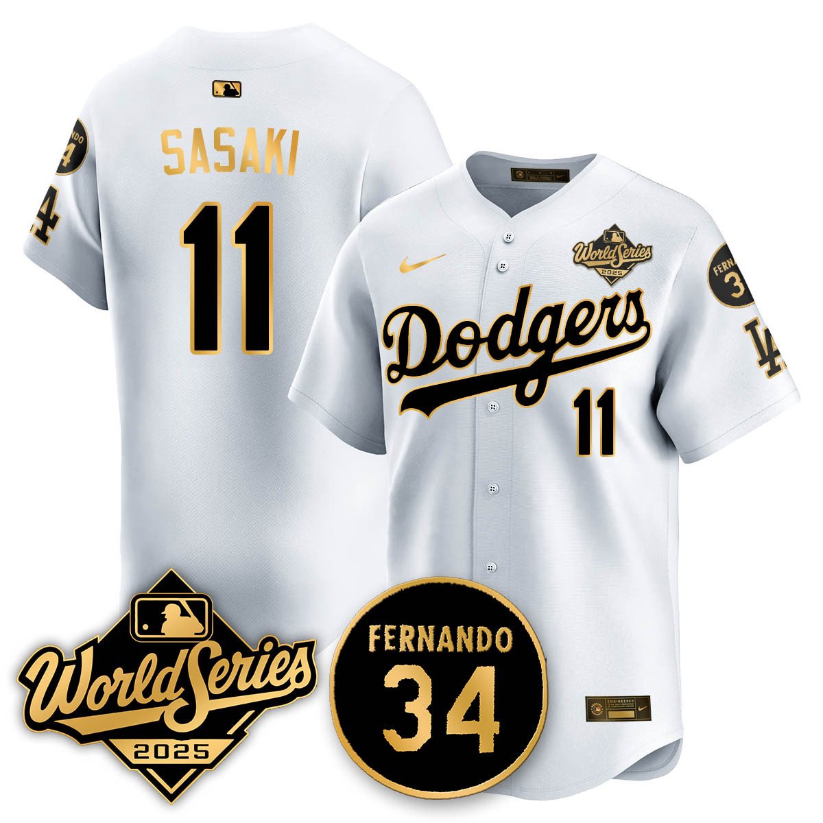 Los Angeles Dodgers 2025 National League Champions Jersey - All Stitched Rōki Sasaki      11