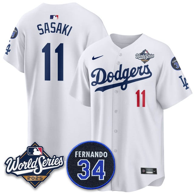 Los Angeles Dodgers 2025 National League Champions Jersey - All Stitched Rōki Sasaki  - 11