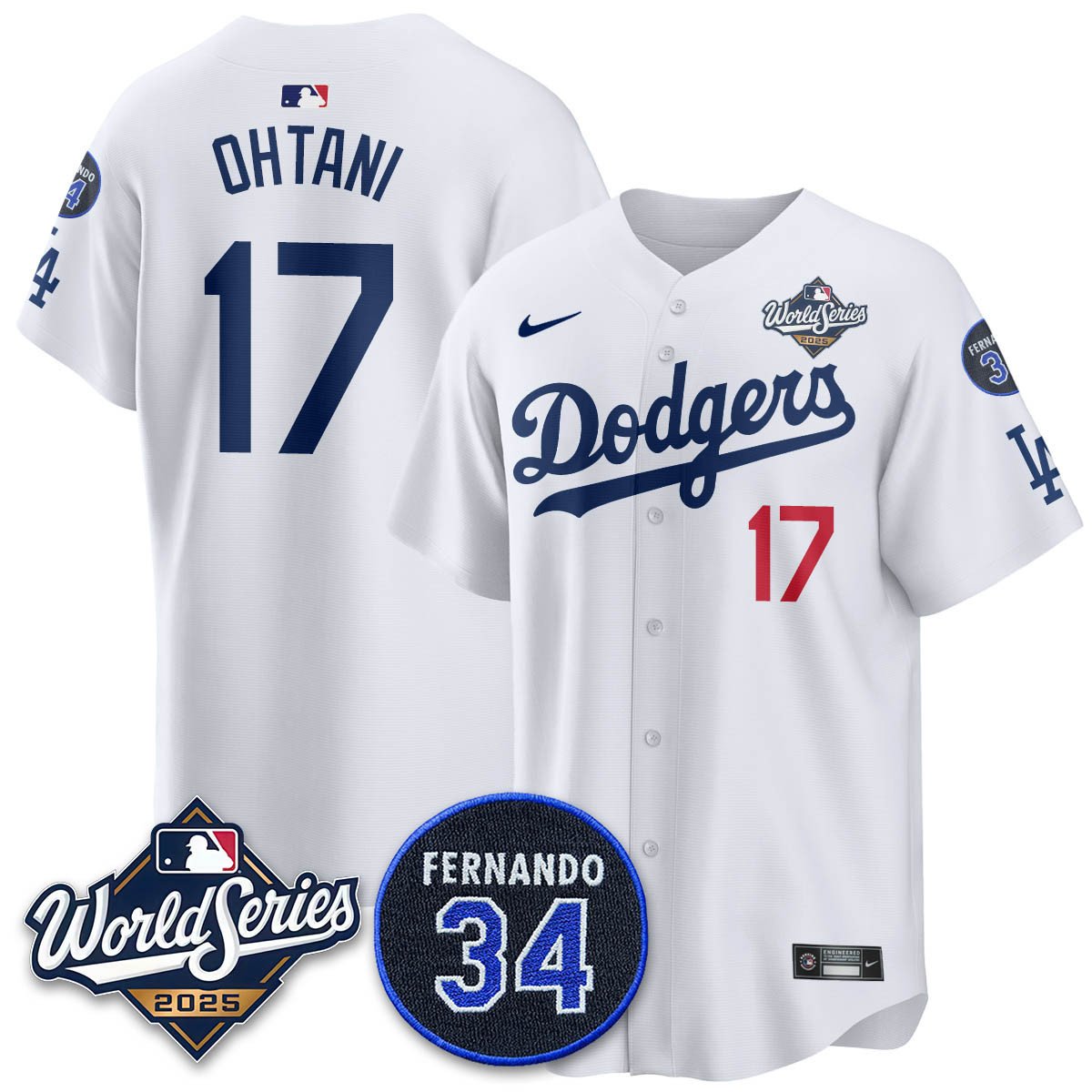 Los Angeles Dodgers 2025 National League Champions Jersey - All Stitched Shohei   Ohtani - 17