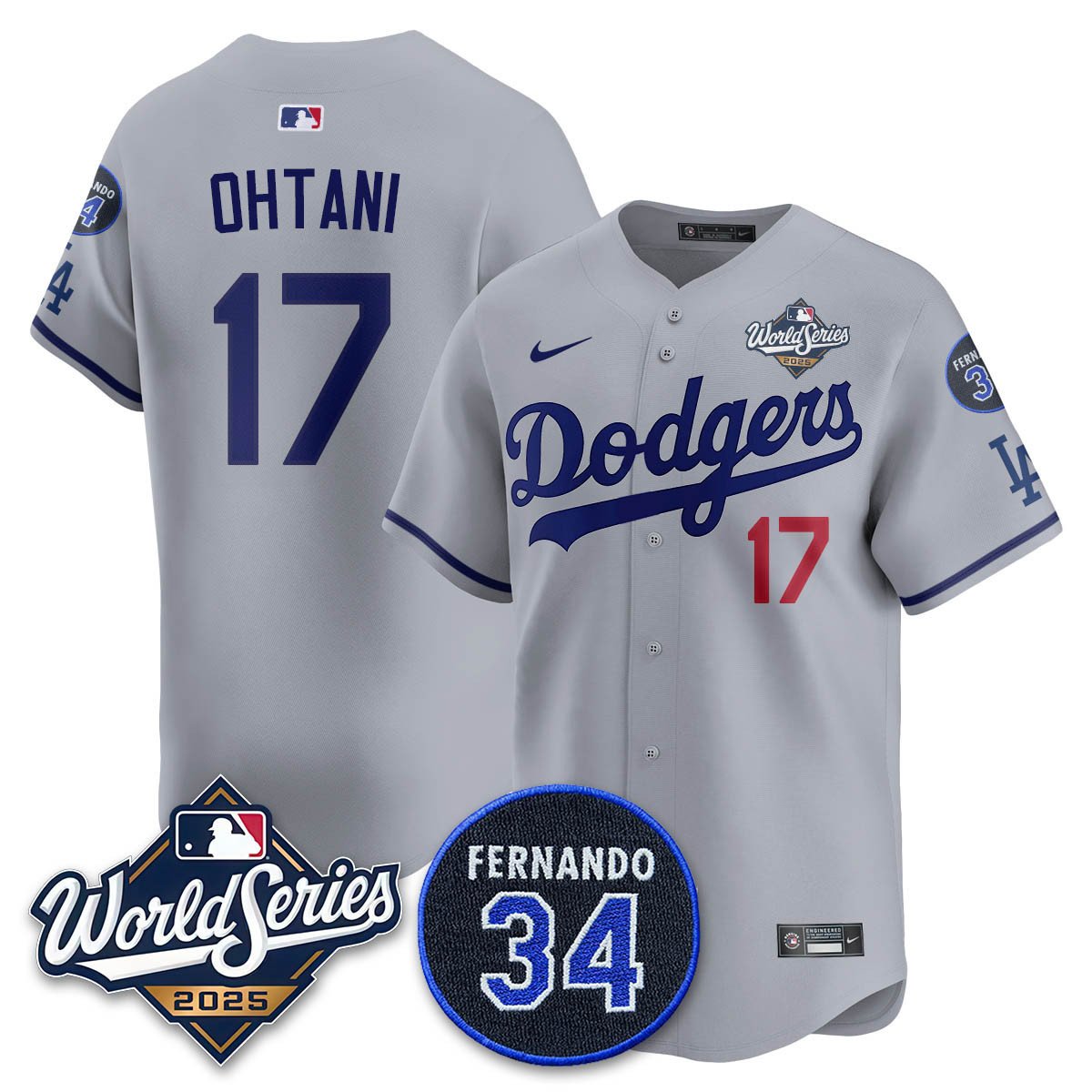 Los Angeles Dodgers 2025 National League Champions Jersey - All Stitched Shohei Ohtani  -  17