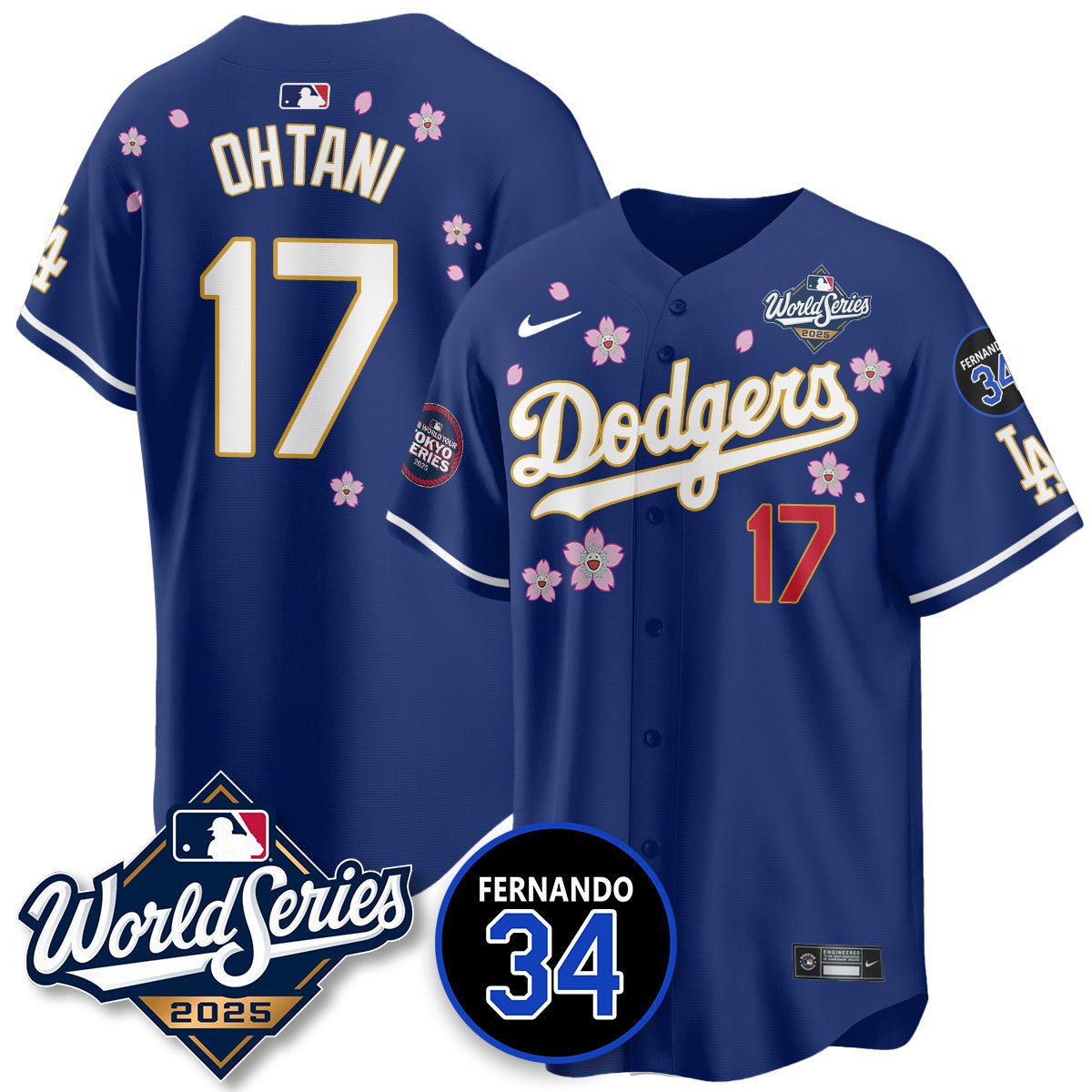 Los Angeles Dodgers 2025 National League Champions Jersey - All Stitched Shohei Ohtani -   17