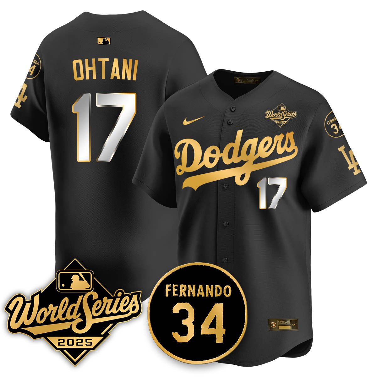 Los Angeles Dodgers 2025 National League Champions Jersey - All Stitched Shohei Ohtani    17