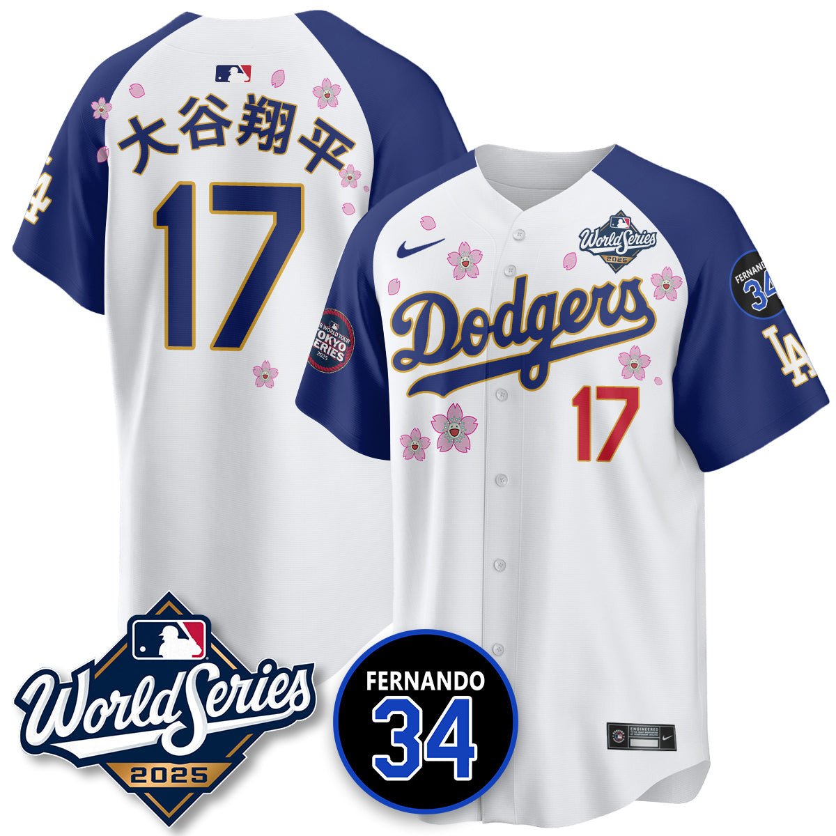 Los Angeles Dodgers 2025 National League Champions Jersey - All Stitched Shohei Ohtani - 17   (Kanjji)