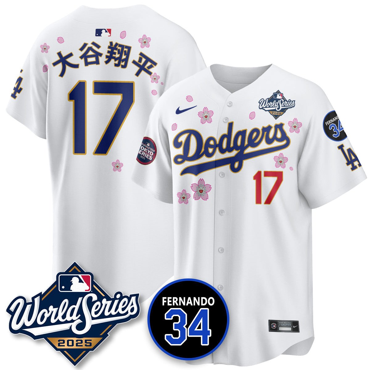 Los Angeles Dodgers 2025 National League Champions Jersey - All Stitched Shohei Ohtani - 17 (Kanjji)