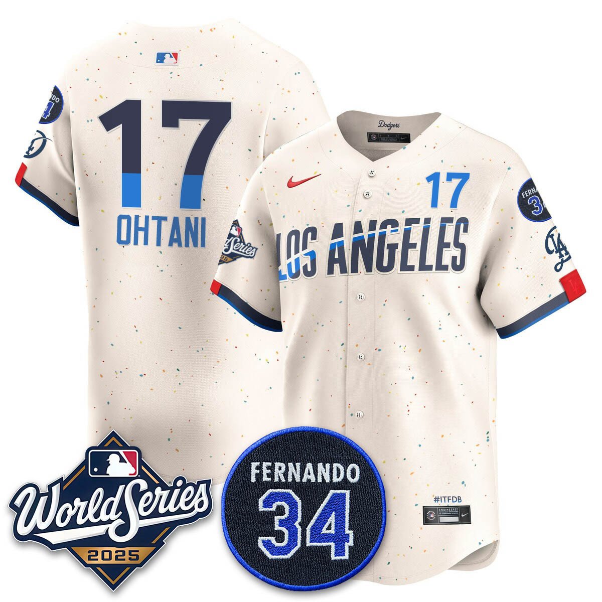 Los Angeles Dodgers 2025 National League Champions Jersey - All Stitched Shohei Ohtani  17
