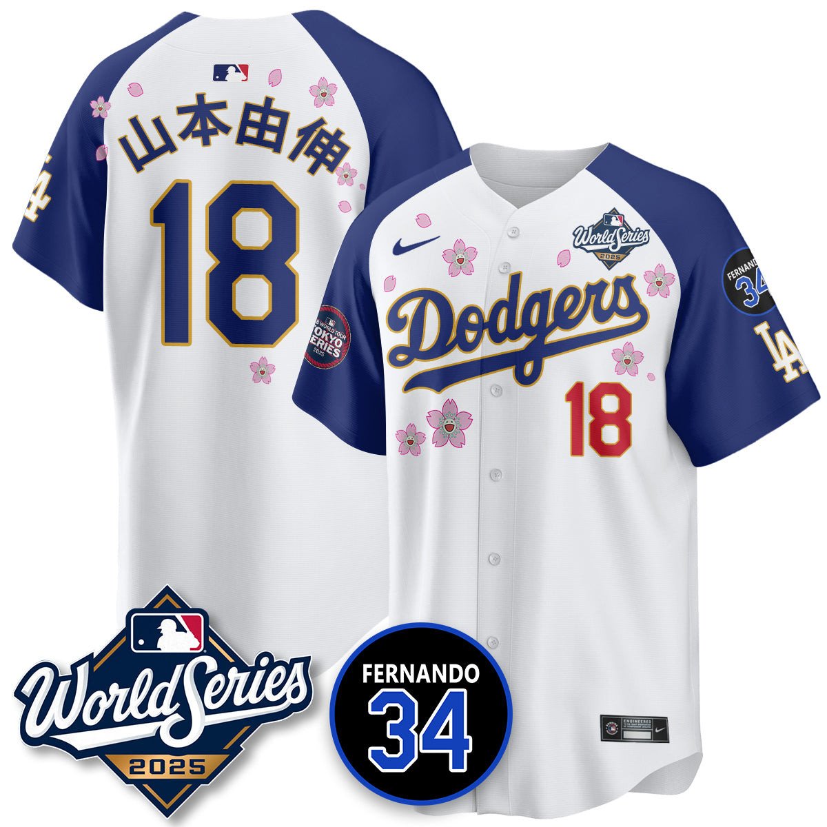 Los Angeles Dodgers 2025 National League Champions Jersey - All Stitched Yamamoto (Kanji) -    18