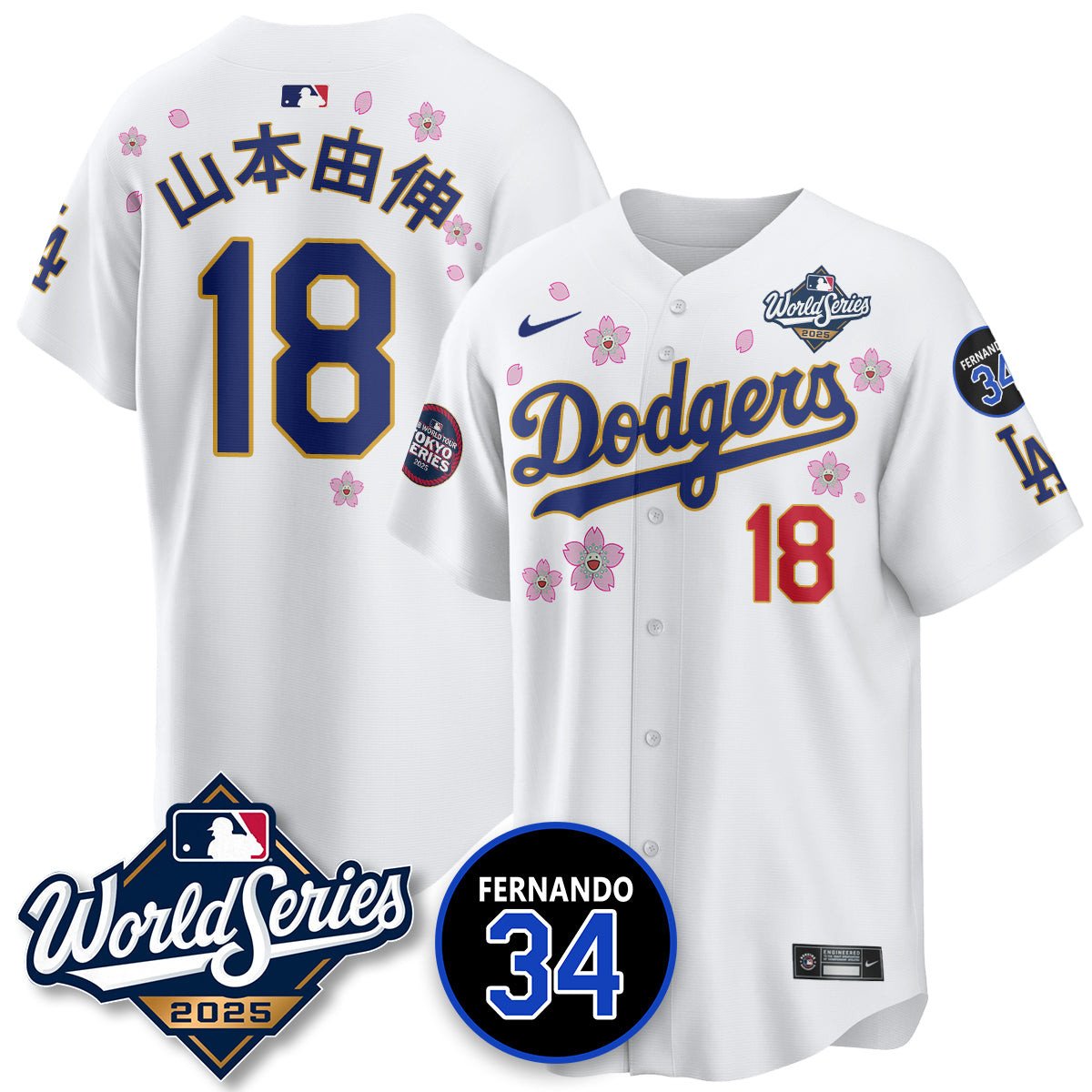 Los Angeles Dodgers 2025 National League Champions Jersey - All Stitched Yamamoto (Kanji) -  18