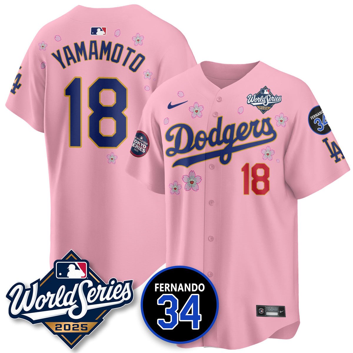 Los Angeles Dodgers 2025 National League Champions Jersey - All Stitched Yoshinobu Yamamoto -     18