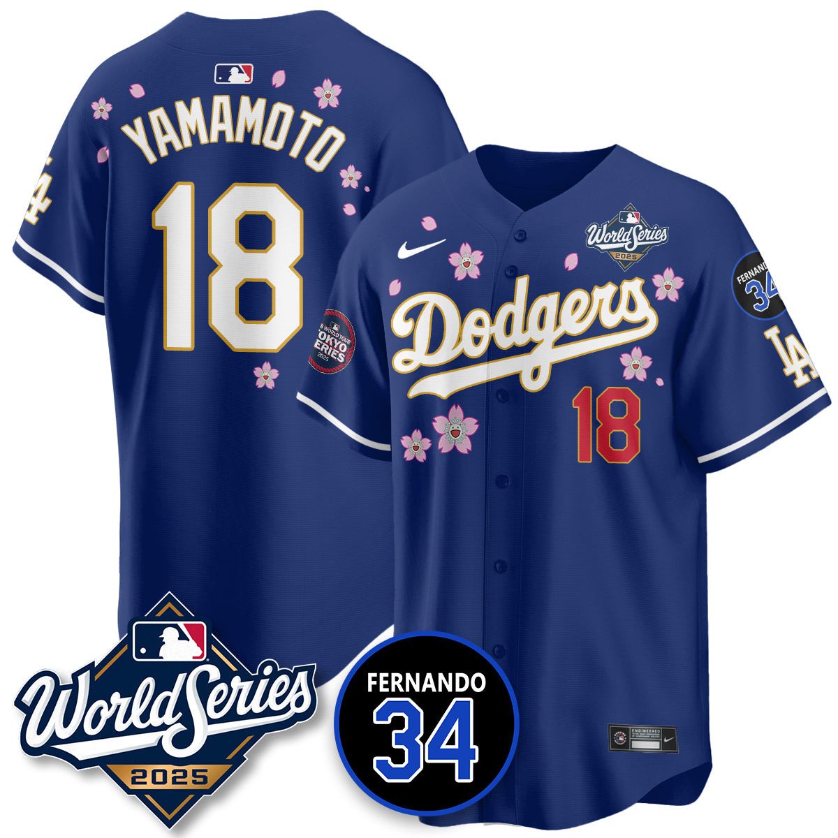 Los Angeles Dodgers 2025 National League Champions Jersey - All Stitched Yoshinobu Yamamoto -    18