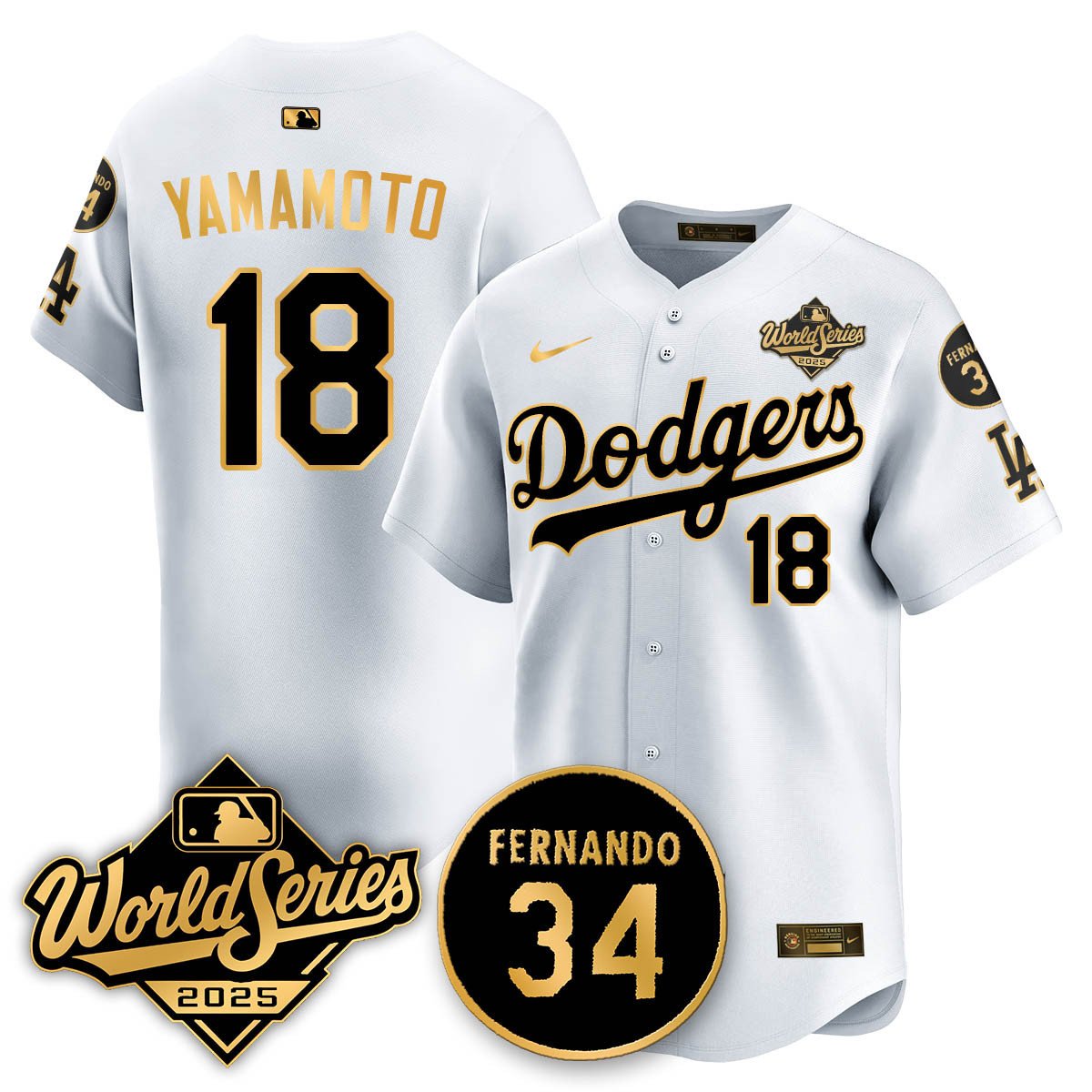 Los Angeles Dodgers 2025 National League Champions Jersey - All Stitched Yoshinobu Yamamoto -   18
