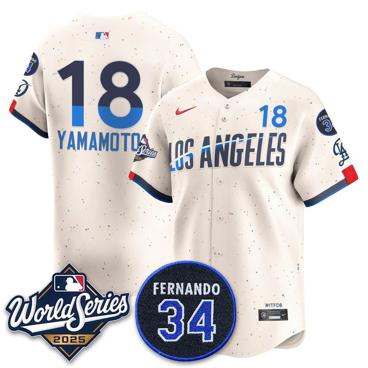 Los Angeles Dodgers 2025 National League Champions Jersey - All Stitched Yoshinobu Yamamoto  -  18