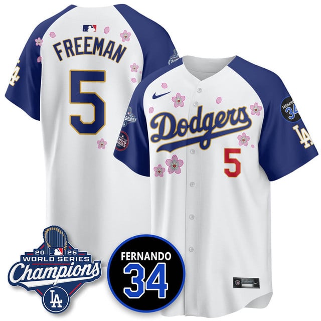 Los Angeles Dodgers 2025 World Series Champions   Jersey - All Stitched #5 Freddie Freeman