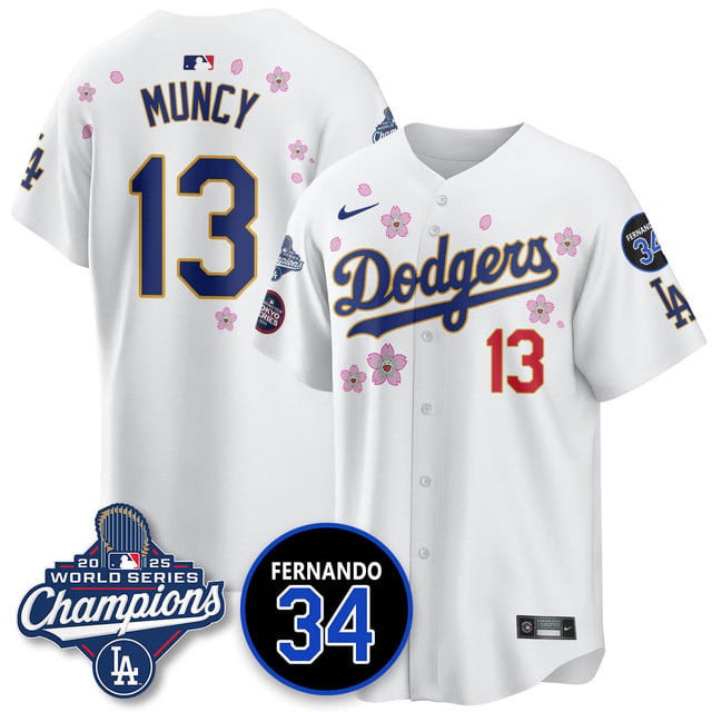 Los Angeles Dodgers 2025 World Series Champions   Jersey - All Stitched 13 Max Muncy