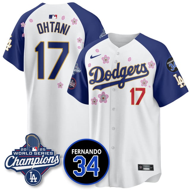 Los Angeles Dodgers 2025 World Series Champions   Jersey - All Stitched 17    Shohei Ohtani