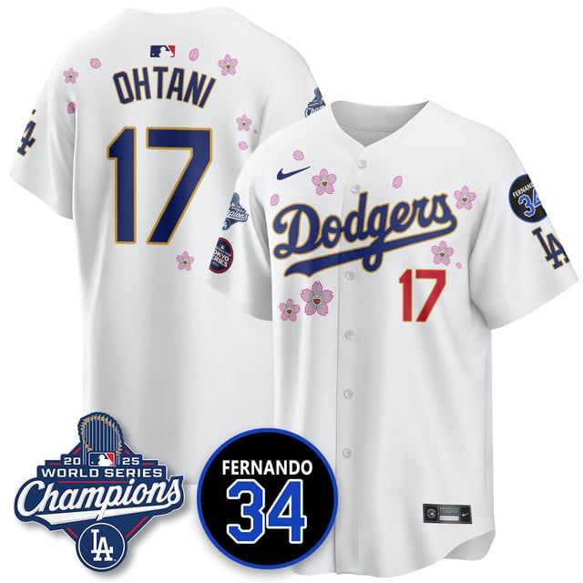 Los Angeles Dodgers 2025 World Series Champions   Jersey - All Stitched 17 Shohei Ohtani