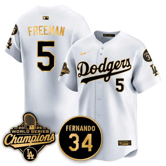 Los Angeles Dodgers 2025 World Series Champions   Jersey - All Stitched Freddie Freeman5