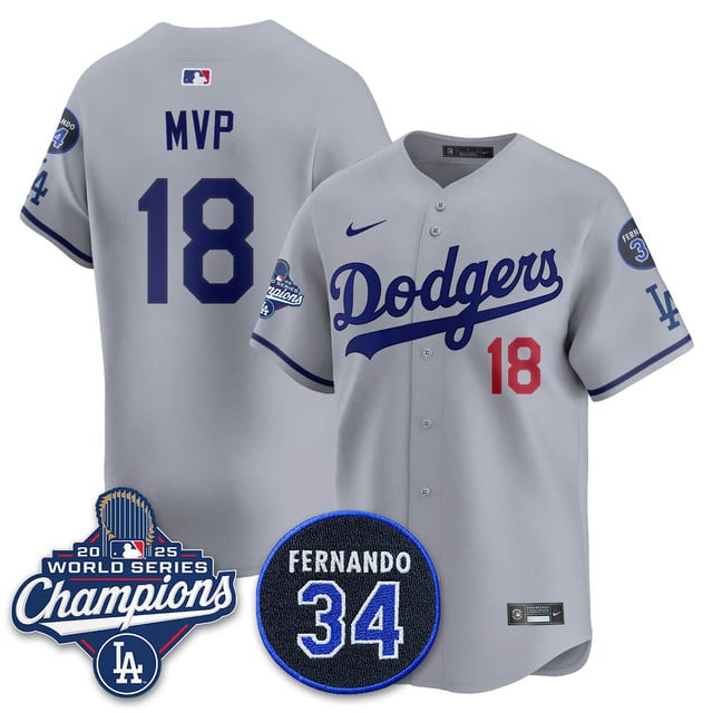 Los Angeles Dodgers 2025 World Series Champions   Jersey - All Stitched MVP   18