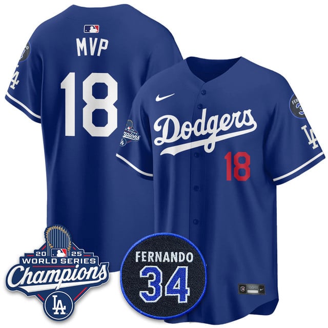 Los Angeles Dodgers 2025 World Series Champions   Jersey - All Stitched MVP