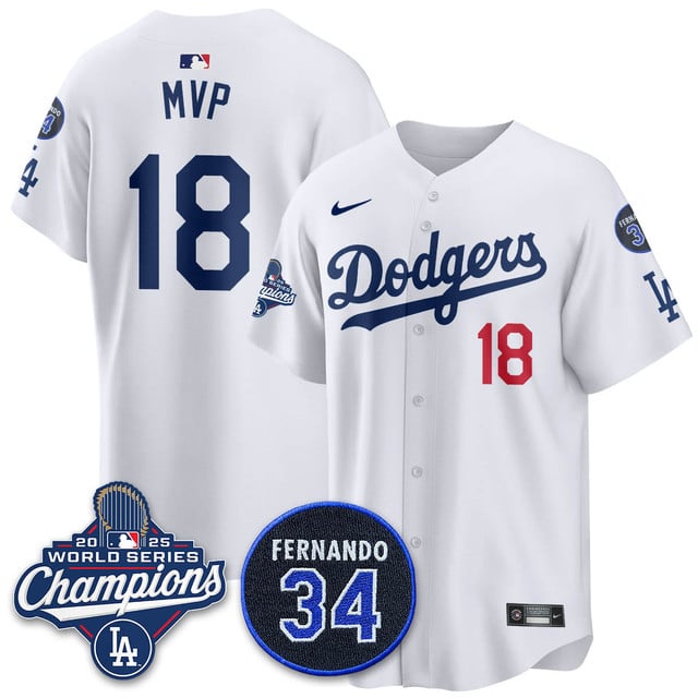 Los Angeles Dodgers 2025 World Series Champions   Jersey - All Stitched MVP 18