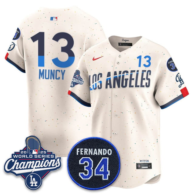 Los Angeles Dodgers 2025 World Series Champions   Jersey - All Stitched Max Muncy     13