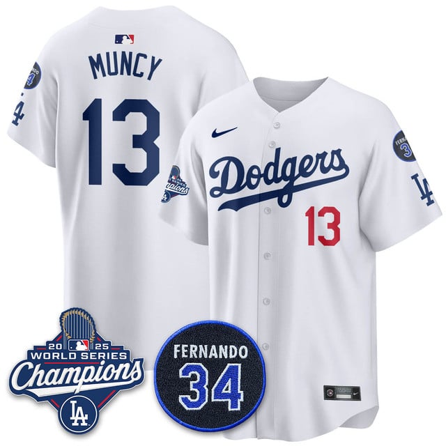 Los Angeles Dodgers 2025 World Series Champions   Jersey - All Stitched Max Muncy  13