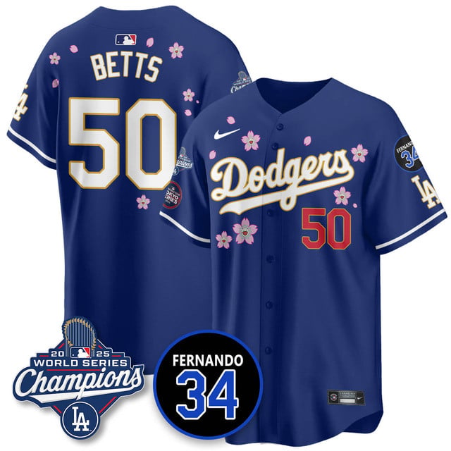 Los Angeles Dodgers 2025 World Series Champions   Jersey - All Stitched Mookie   Betts 50