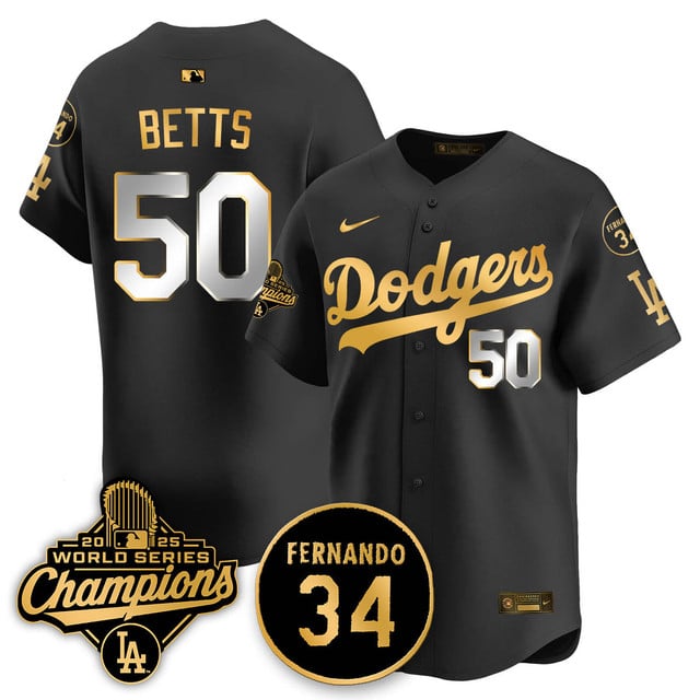 Los Angeles Dodgers 2025 World Series Champions   Jersey - All Stitched Mookie  Betts