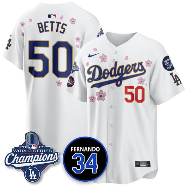 Los Angeles Dodgers 2025 World Series Champions   Jersey - All Stitched Mookie Betts       50