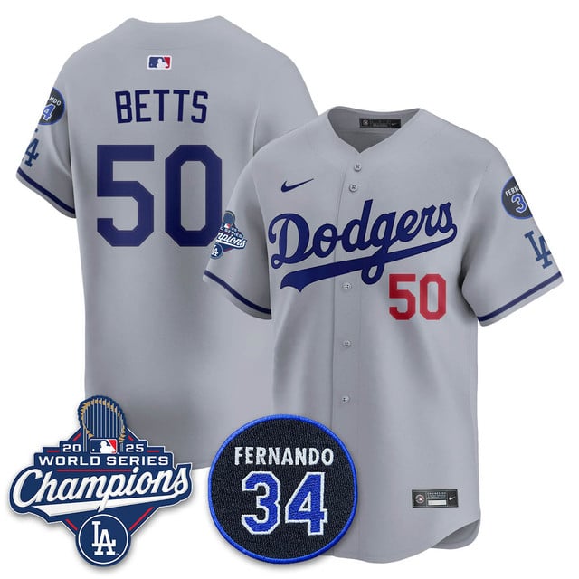 Los Angeles Dodgers 2025 World Series Champions   Jersey - All Stitched Mookie Betts    50