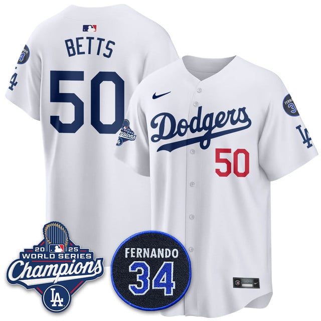 Los Angeles Dodgers 2025 World Series Champions   Jersey - All Stitched Mookie Betts   50