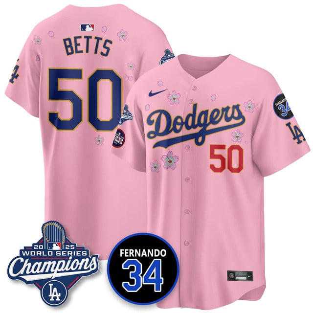 Los Angeles Dodgers 2025 World Series Champions   Jersey - All Stitched Mookie Betts50