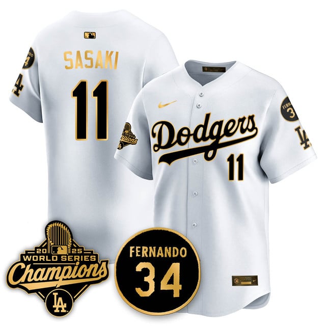 Los Angeles Dodgers 2025 World Series Champions   Jersey - All Stitched Rōki Sasaki -11