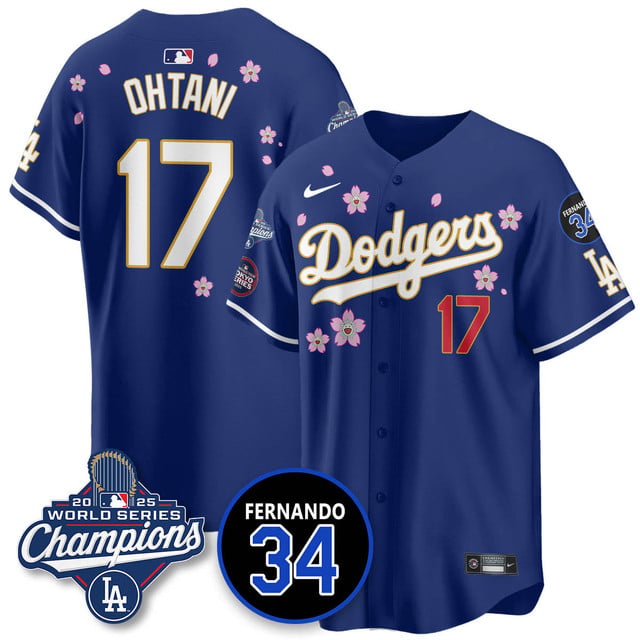Los Angeles Dodgers 2025 World Series Champions   Jersey - All Stitched Shohei Ohtani      17