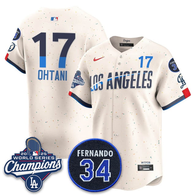 Los Angeles Dodgers 2025 World Series Champions   Jersey - All Stitched Shohei Ohtani     17