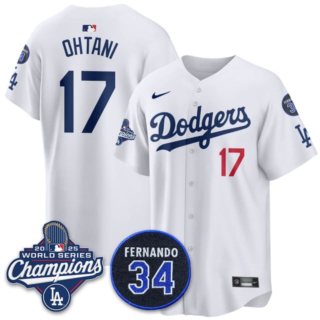 Los Angeles Dodgers 2025 World Series Champions   Jersey - All Stitched Shohei Ohtani   17
