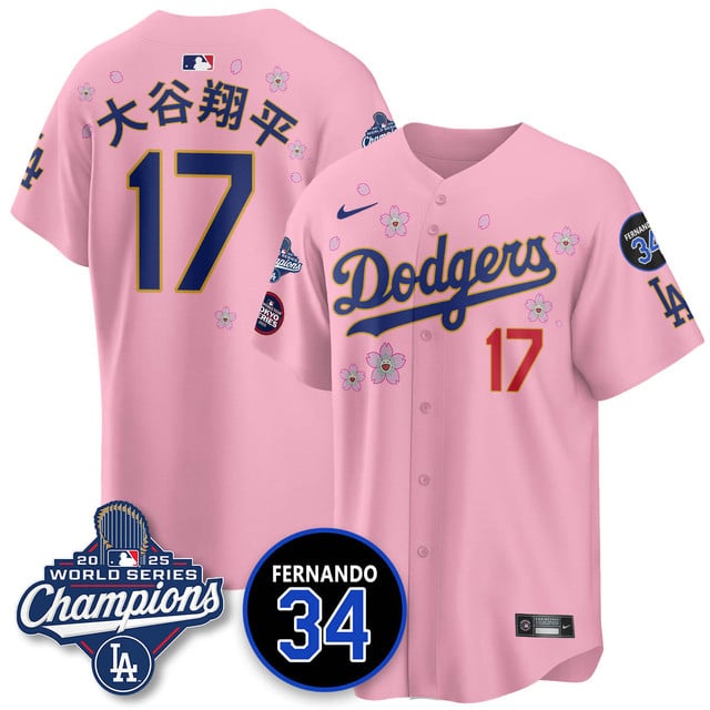 Los Angeles Dodgers 2025 World Series Champions   Jersey - All Stitched Shohei Ohtani  (Kanji) 17