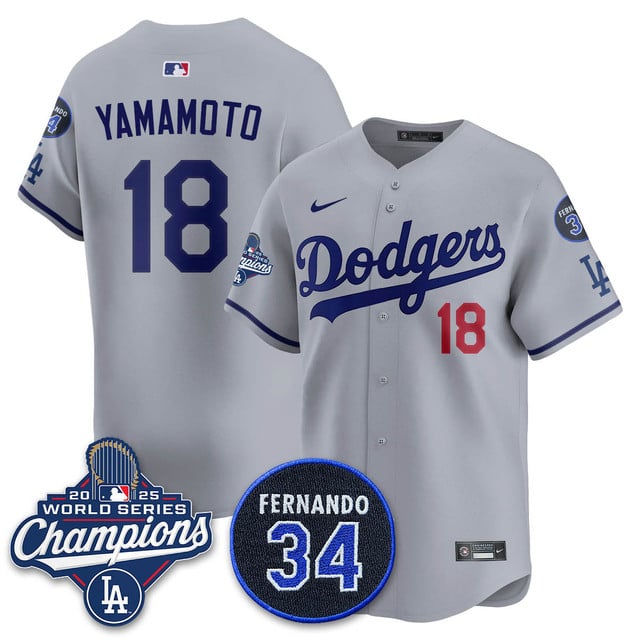 Los Angeles Dodgers 2025 World Series Champions   Jersey - All Stitched Yoshinobu Yamamoto    18