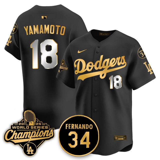 Los Angeles Dodgers 2025 World Series Champions   Jersey - All Stitched Yoshinobu Yamamoto 18