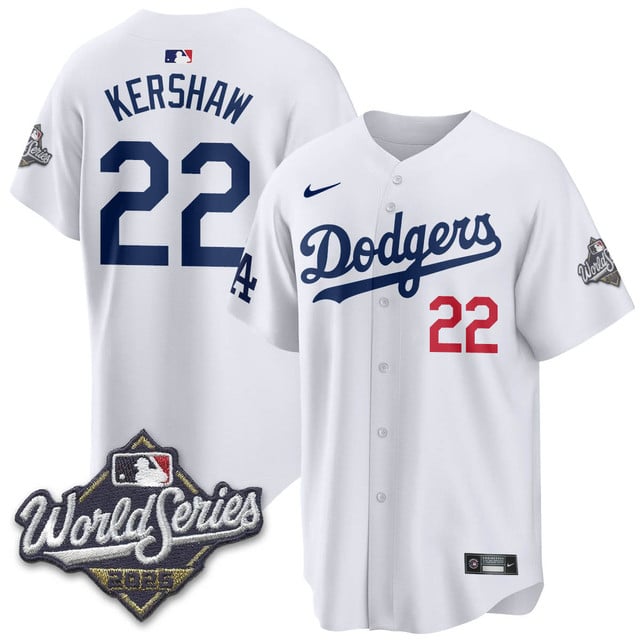 Los Angeles Dodgers 2025 World Series Jersey - All Stitched Clayton Kershaw  -  22