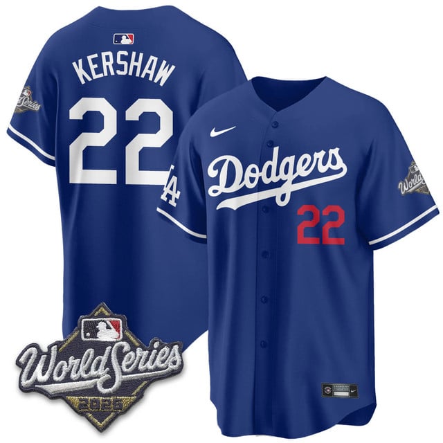 Los Angeles Dodgers 2025 World Series Jersey - All Stitched Clayton Kershaw  - 22