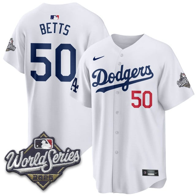 Los Angeles Dodgers 2025 World Series Jersey - All Stitched Mookie Betts  -  50