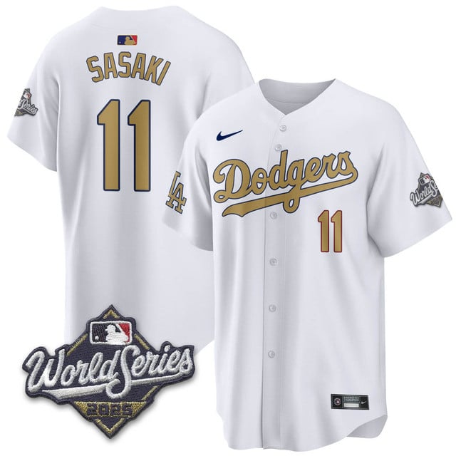 Los Angeles Dodgers 2025 World Series Jersey - All Stitched Rōki Sasaki -   11