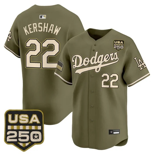 Los Angeles Dodgers 2026 Armed Forces Day Vapor Premier Limited Jersey - All Stitched Clayton Kershaw  22