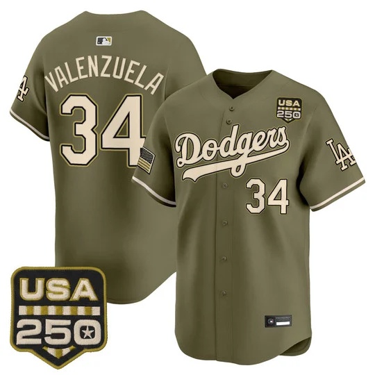 Los Angeles Dodgers 2026 Armed Forces Day Vapor Premier Limited Jersey - All Stitched Fernando Valenzuela 34