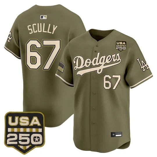 Los Angeles Dodgers 2026 Armed Forces Day Vapor Premier Limited Jersey - All Stitched Vin Scully 67